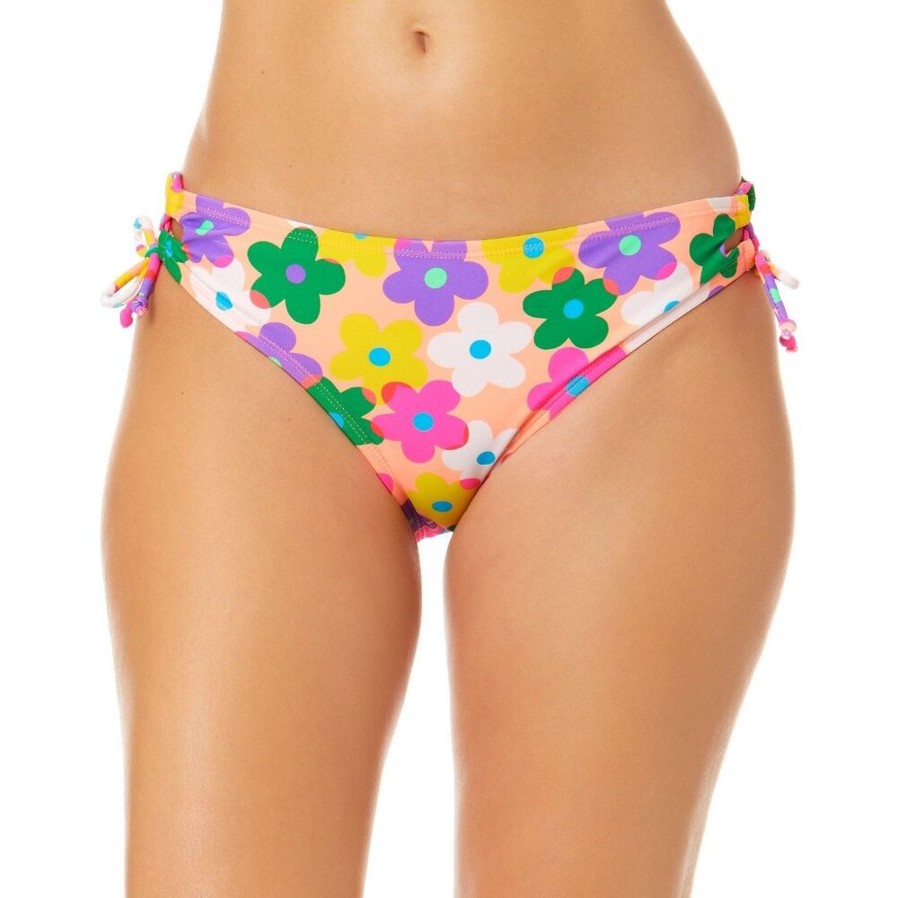 Salt + Cove Juniors' Pressed Floral Lace-Up Hipster Bikini Bottoms Colorful L